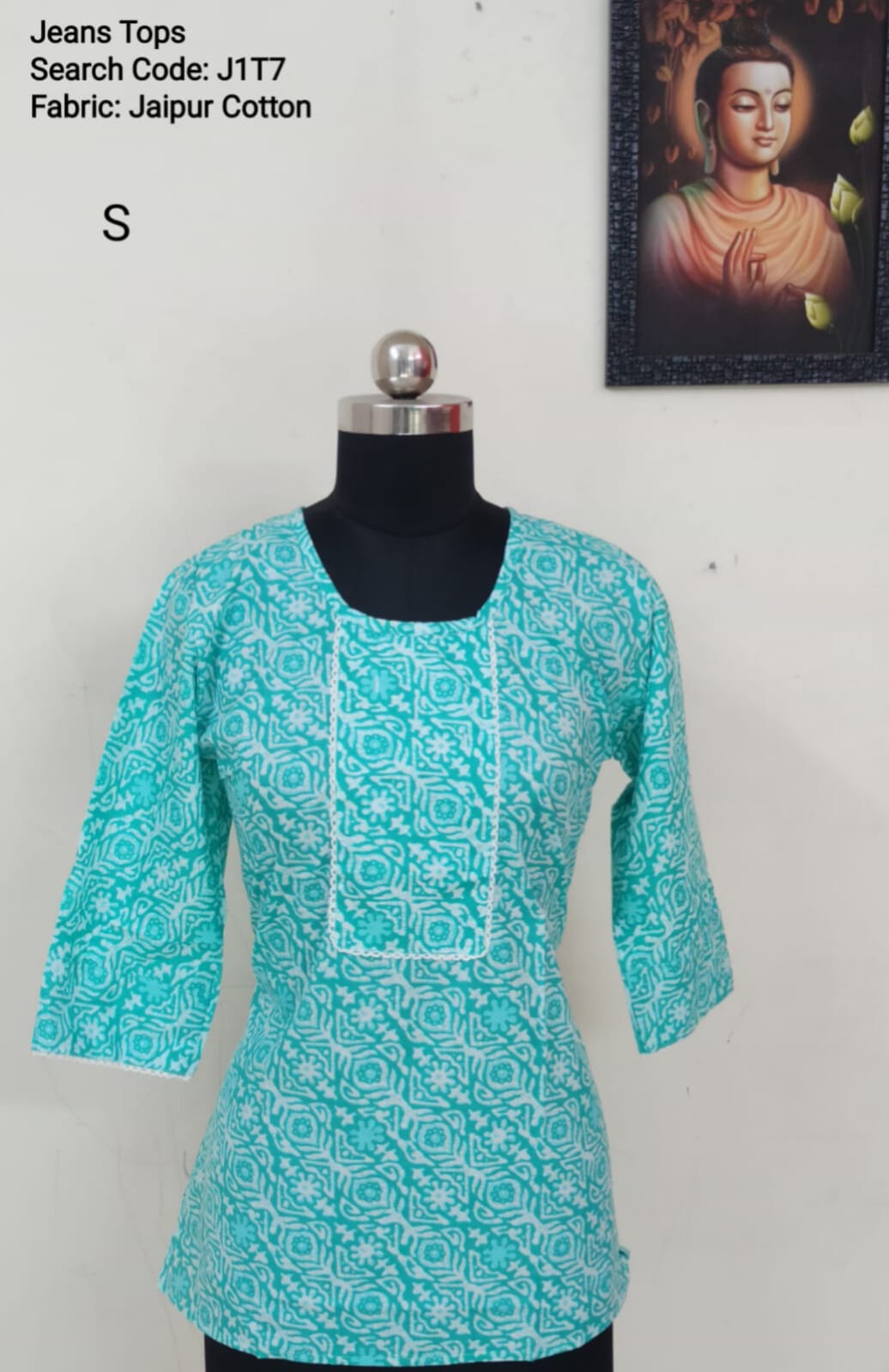 Sky Blue Jaipur Cotton Tunics / Peplum Tops -J1T7