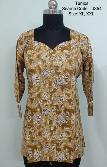 Mustard Jaipur Cotton Tunics / Peplum Tops -TJ354