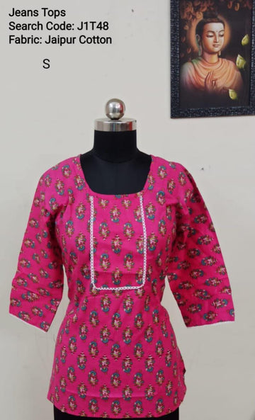 Rani Pink Jaipur Cotton Tunics / Peplum Tops -J1T48