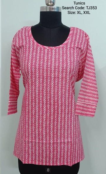 Pink Jaipur Cotton Tunics / Peplum Tops -TJ353