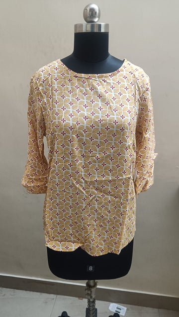 Yellow  Rayon Tunics  Tops -RT012