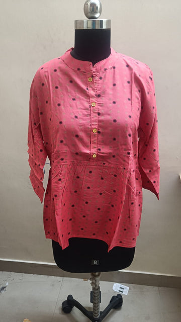 Dark Peach Rayon Peplum  Tops -RT015