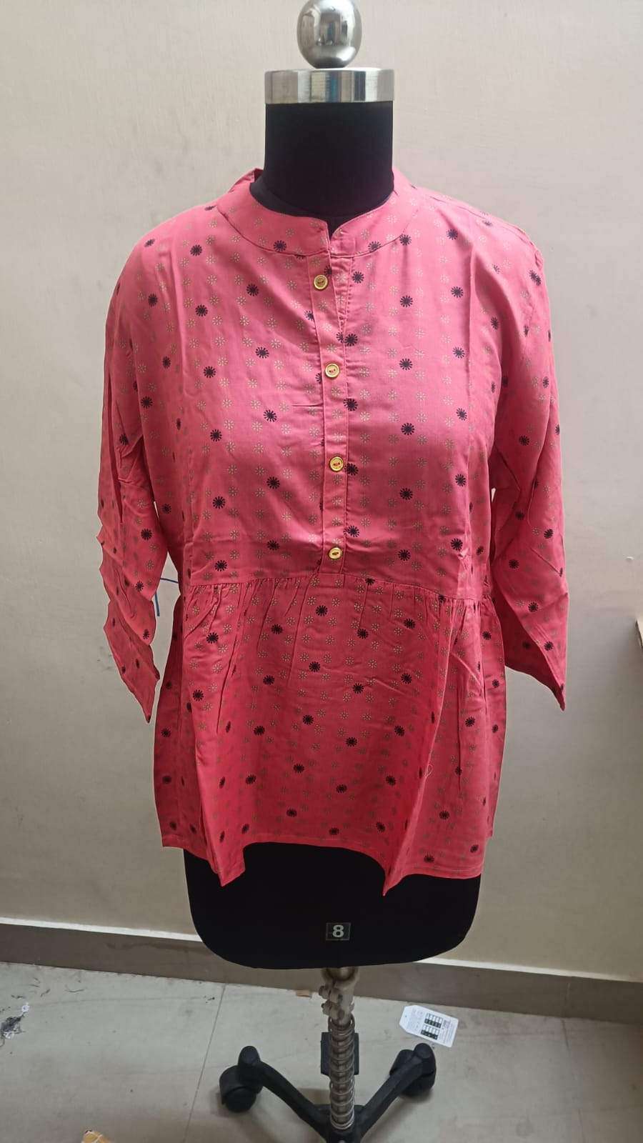 Dark Peach Rayon Peplum  Tops -RT015