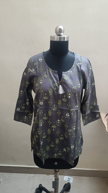 Grey  Rayon Tunics Tops -RT019