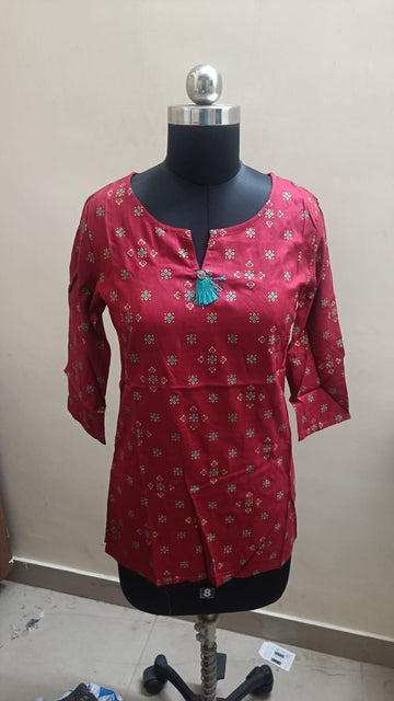Red Maroon Rayon Tunics  Tops -RT005