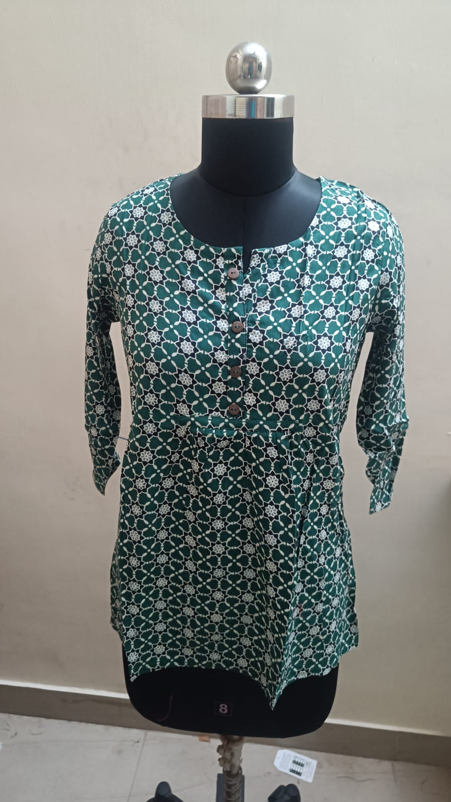 Bottle Green Rayon Tunics  Tops -RT002