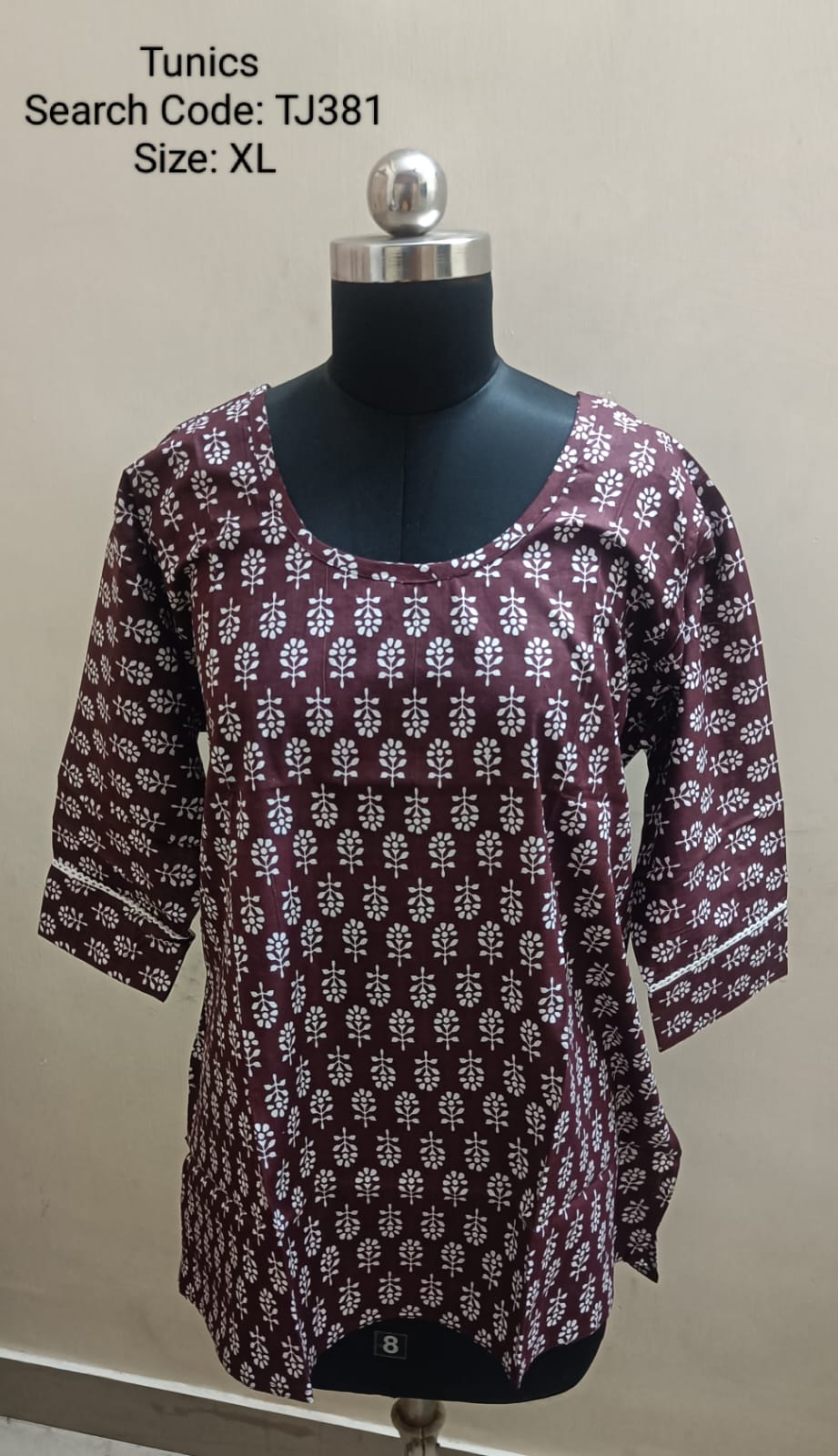 Wine Jaipur Cotton Tunics / Peplum Tops -TJ381