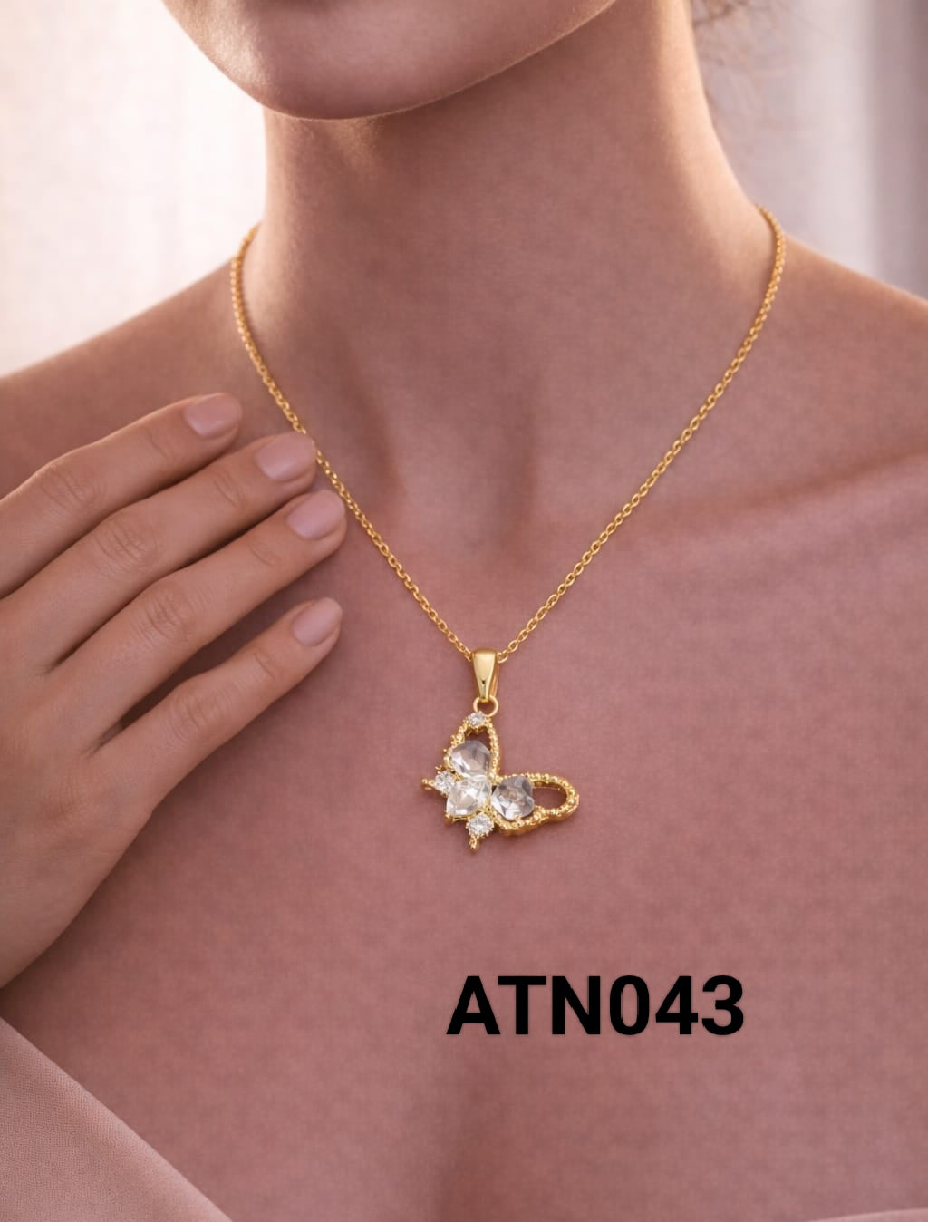 Anti Tarnish Gold Plated  Pendant Necklace - ATN043