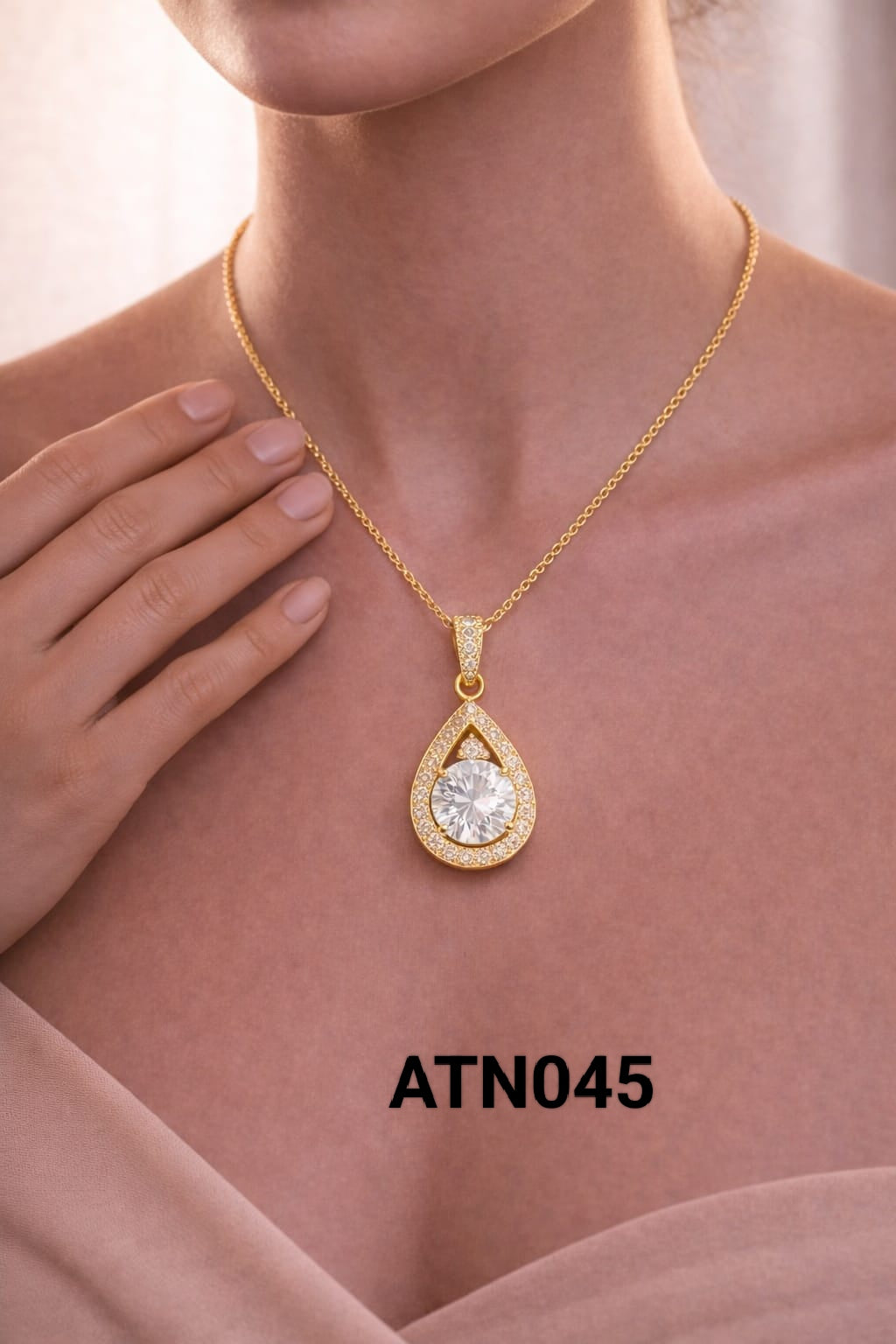 Anti Tarnish Gold Plated  Pendant Necklace - ATN045