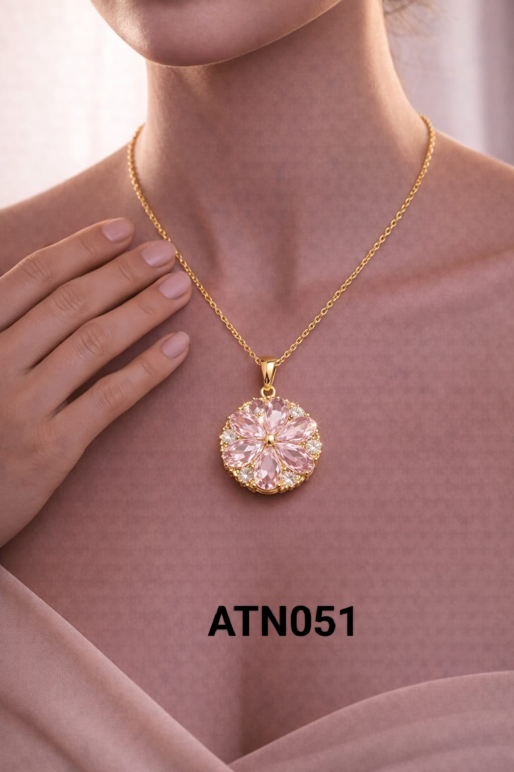 Anti Tarnish Gold Plated  Pendant Necklace - ATN051