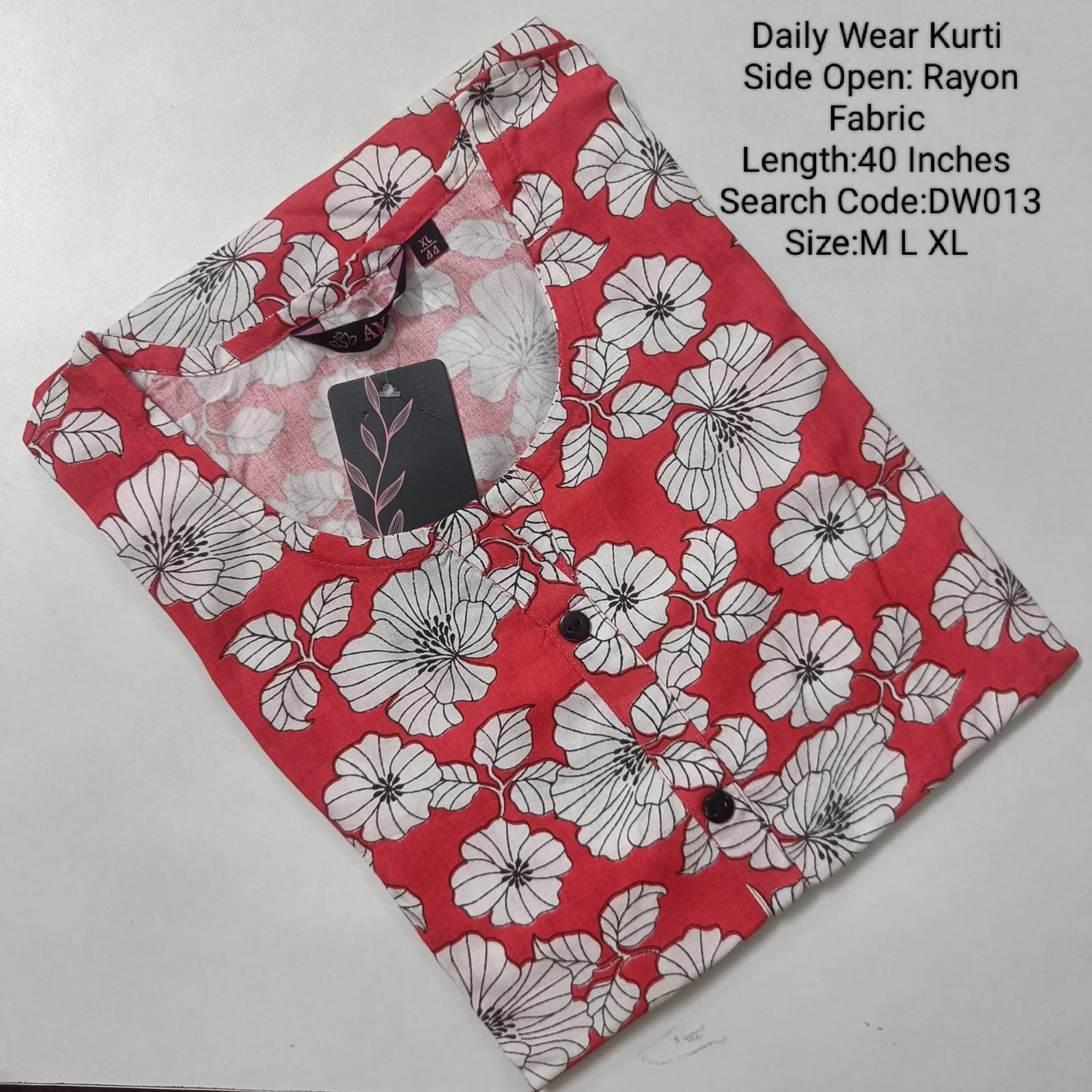 Tomato Red Rayon Daily wear Budget Side Open  Kurtis -DW013