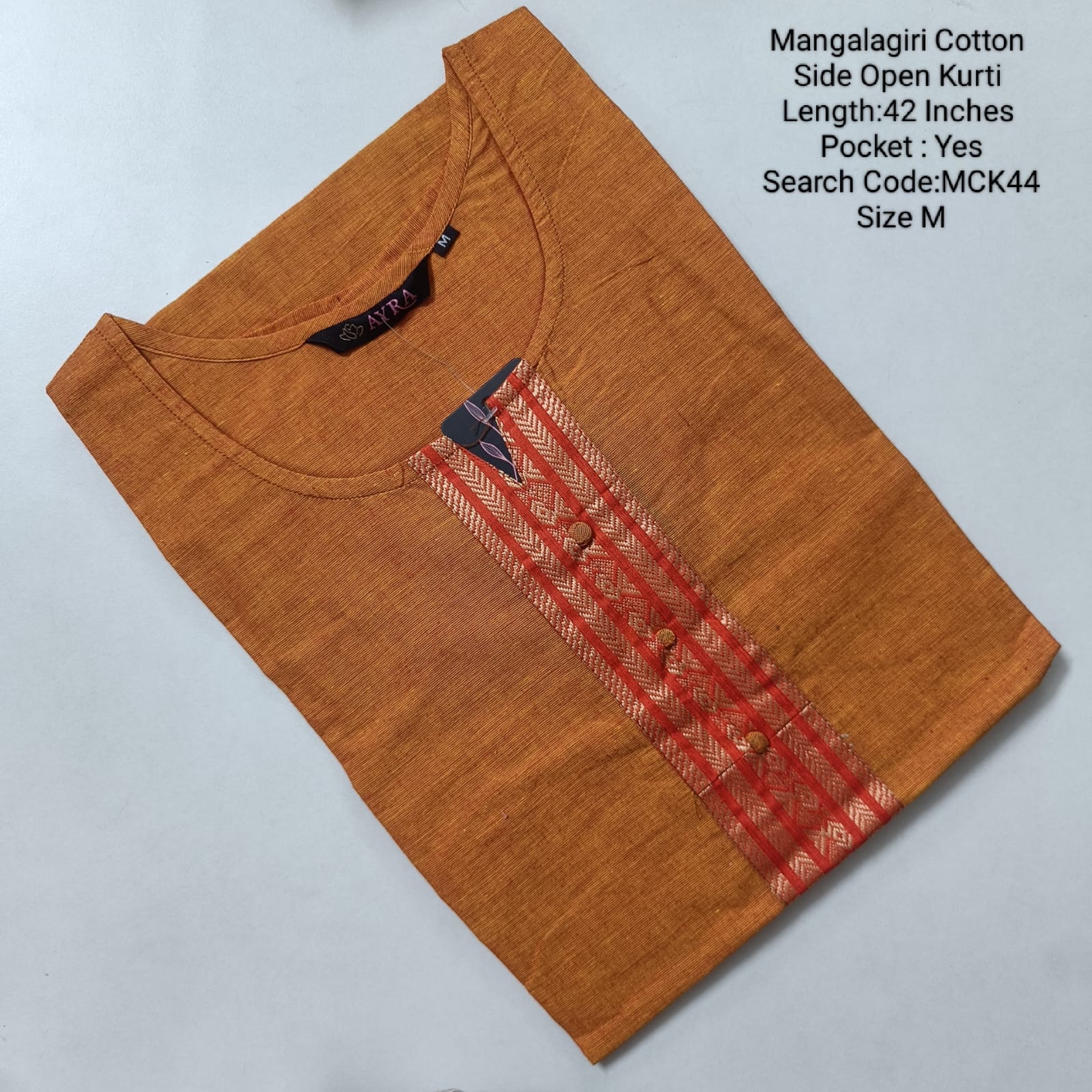 Mehandi Green Mangalgiri Side Open Kurtis - MCK44
