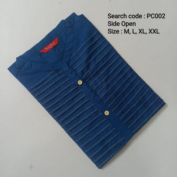 Dark Blue Cotton Side Open Kurtis -PC002