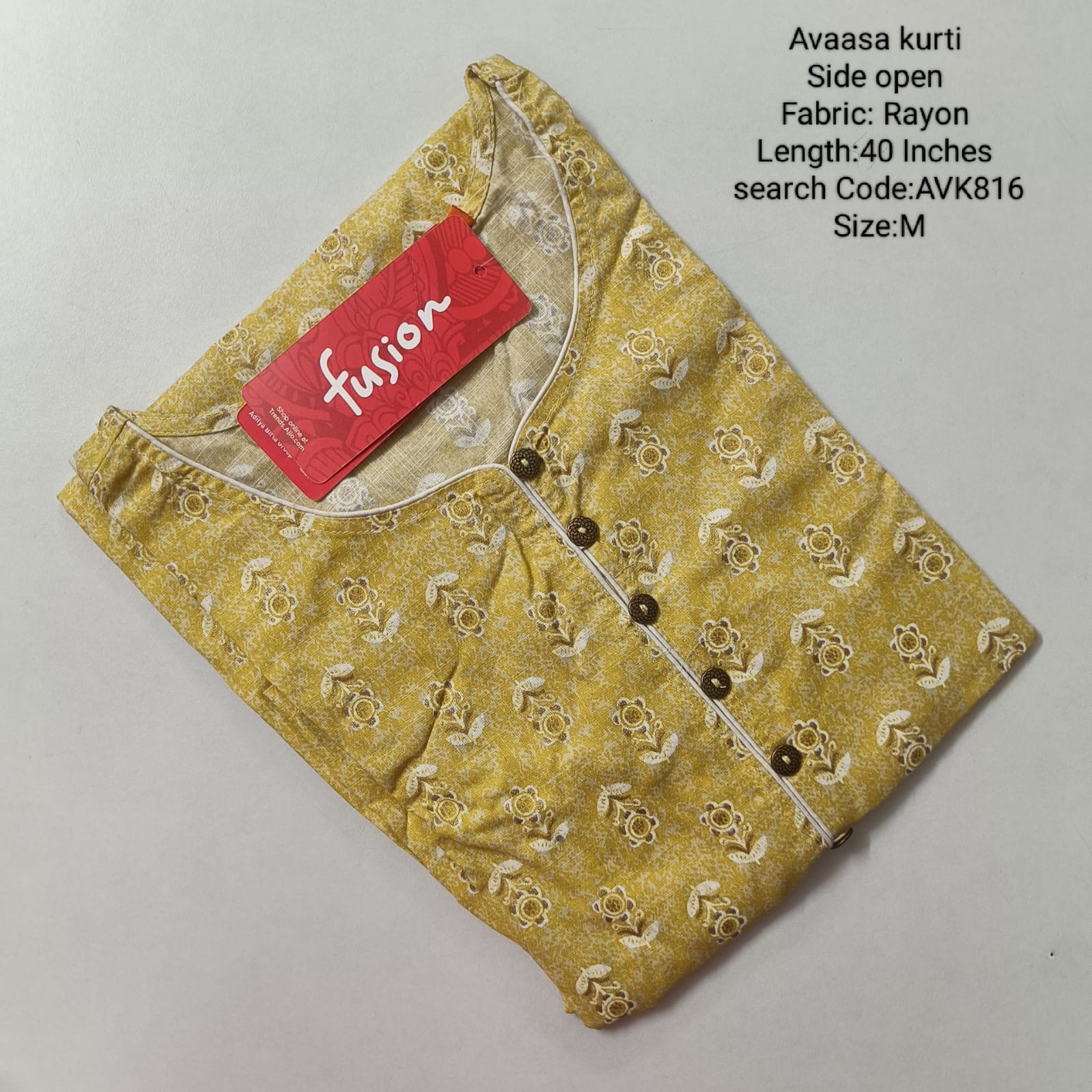 Mustard Rayon Daily wear Budget Side Open  Kurtis - AVK816
