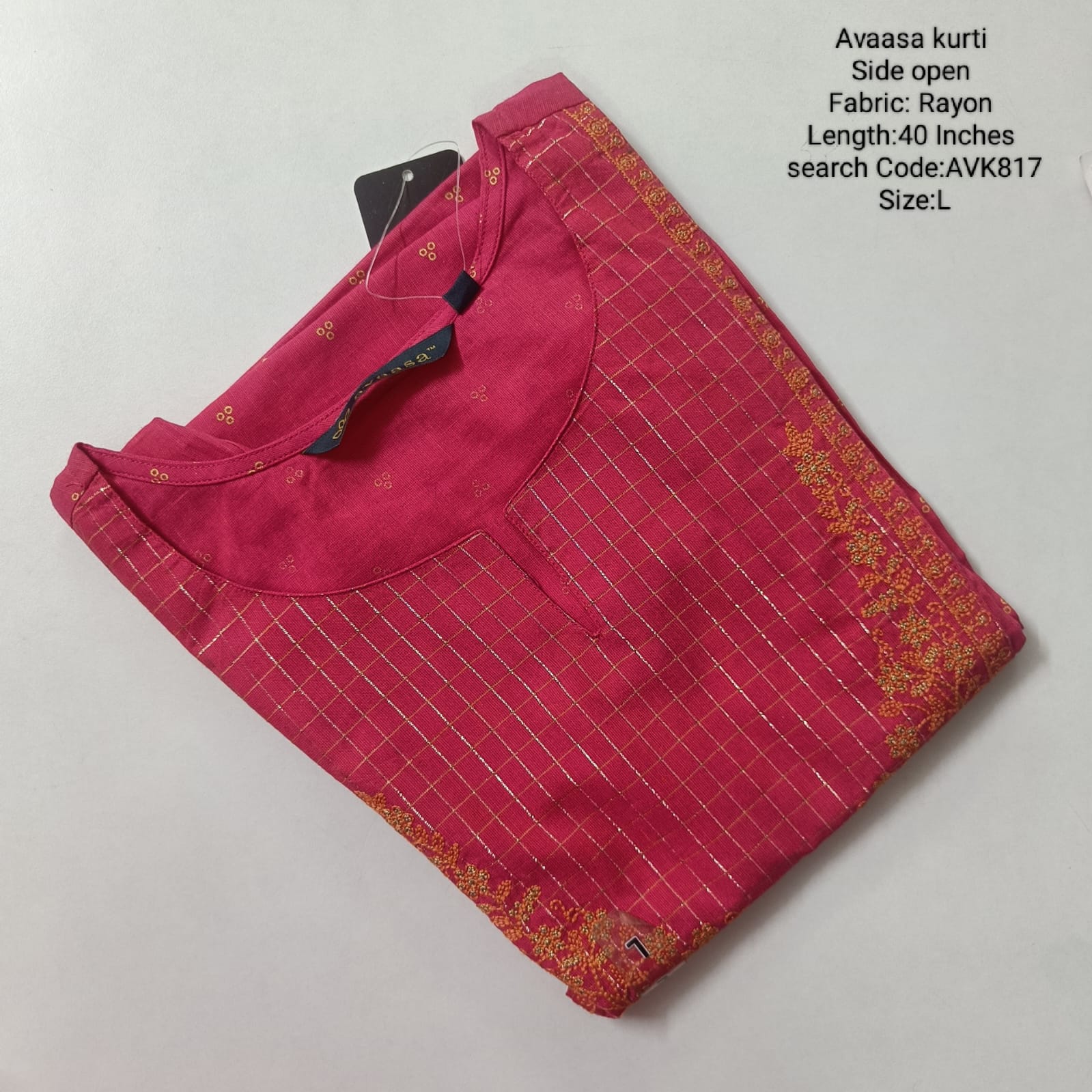 Pink  Rayon Daily wear Budget Side Open  Kurtis - AVK817