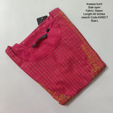 Pink  Rayon Daily wear Budget Side Open  Kurtis - AVK817