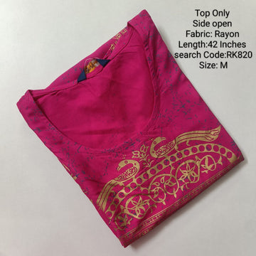 Pink Rayon Daily wear Budget Side Open  Kurtis - RK820
