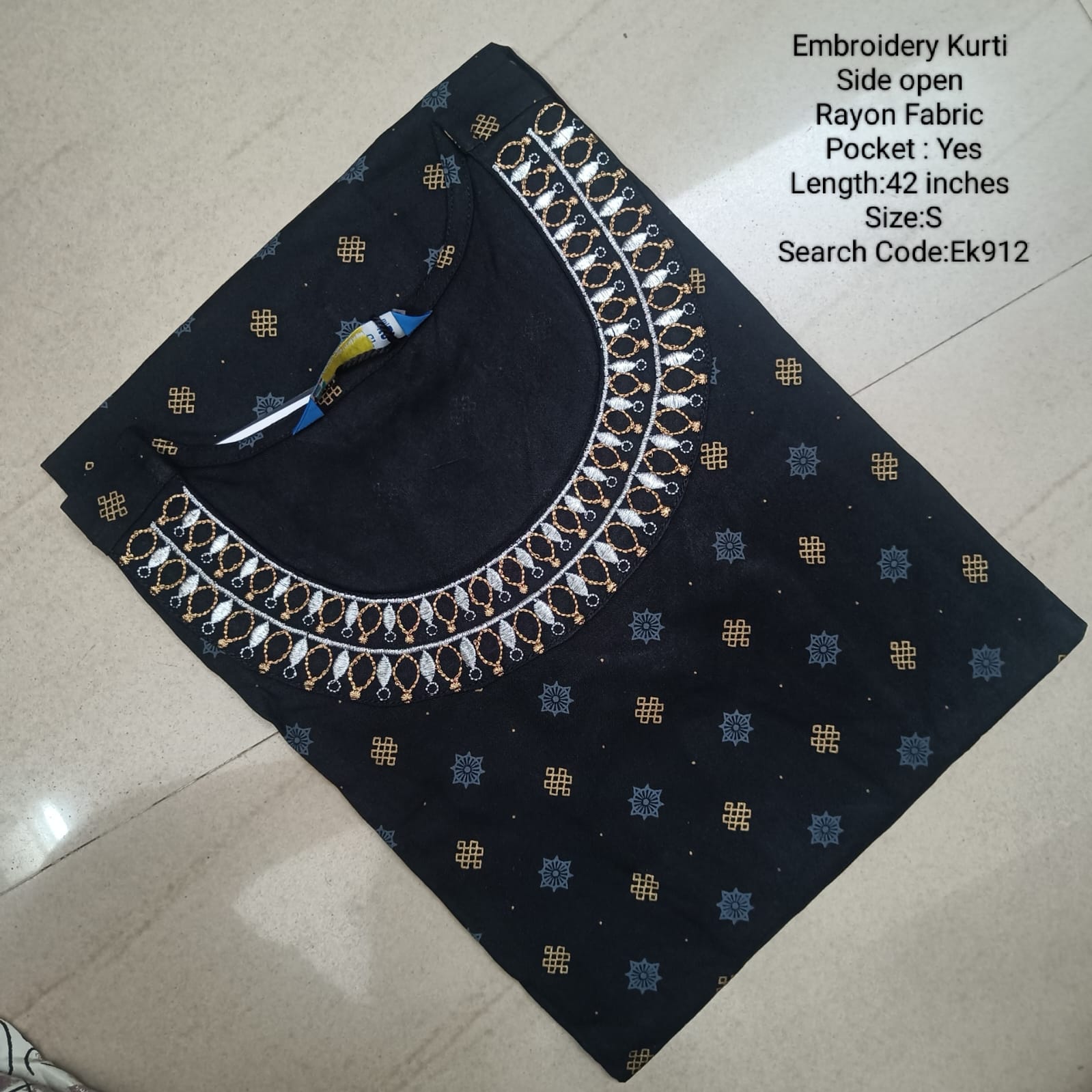 Navy Blue Rayon Daily wear Budget  Side Open Kurtis - EK912