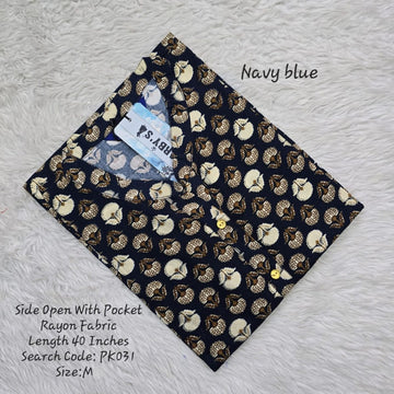 Navy Blue Rayon Daily wear Budget  Side Open Kurtis -PK031