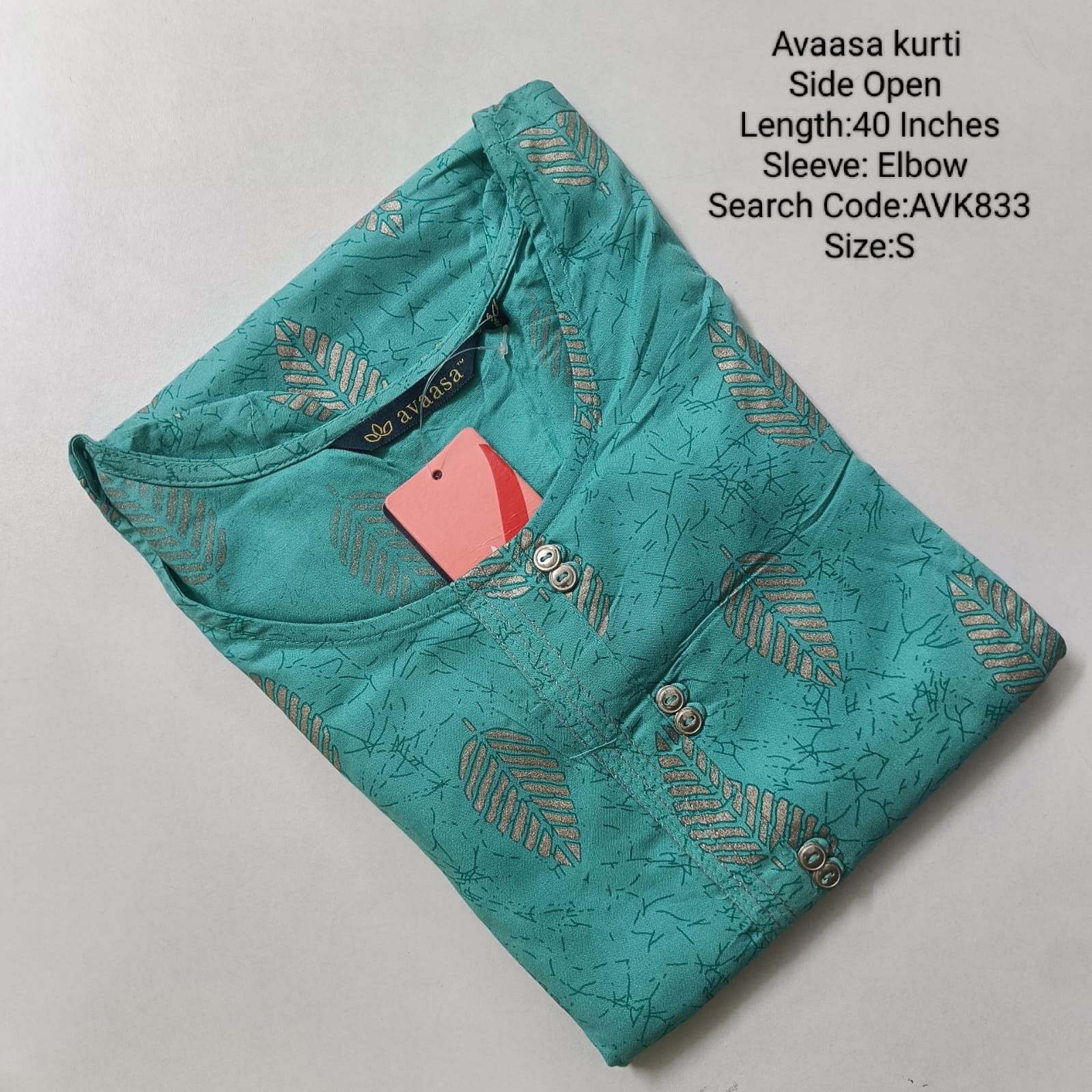 Green Rayon  Daily wear Budget  Side Open Kurtis -AVK833