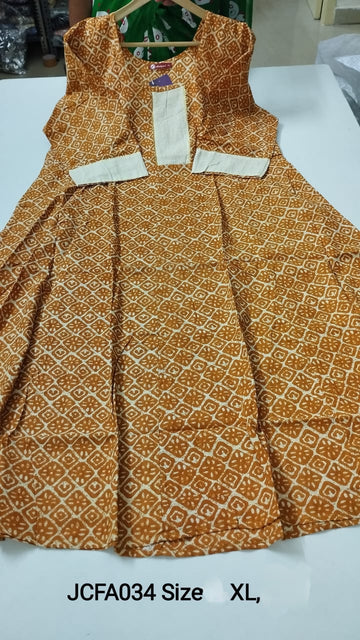 Mustard Jaipur Cotton Feeding Anarkali - JCFA034