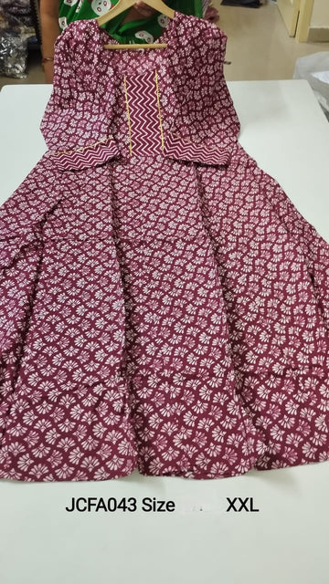 Maroon Jaipur Cotton Feeding Anarkali - JCFA043