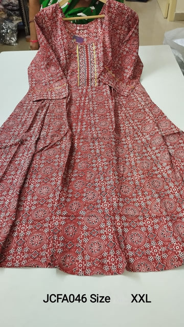 Maroon Jaipur Cotton Feeding Anarkali - JCFA046