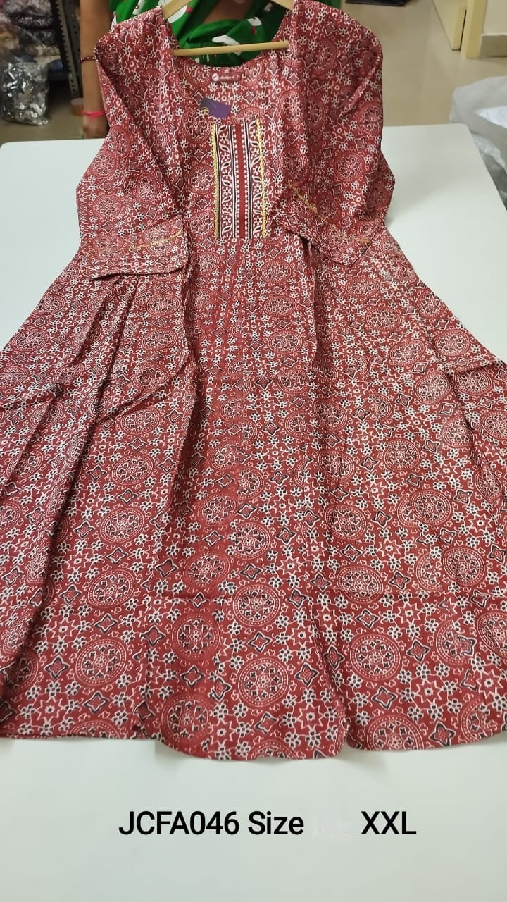 Maroon Jaipur Cotton Feeding Anarkali - JCFA046