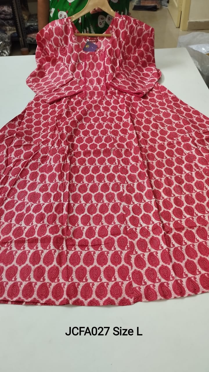 Red Jaipur Cotton Feeding Anarkali - JCFA027