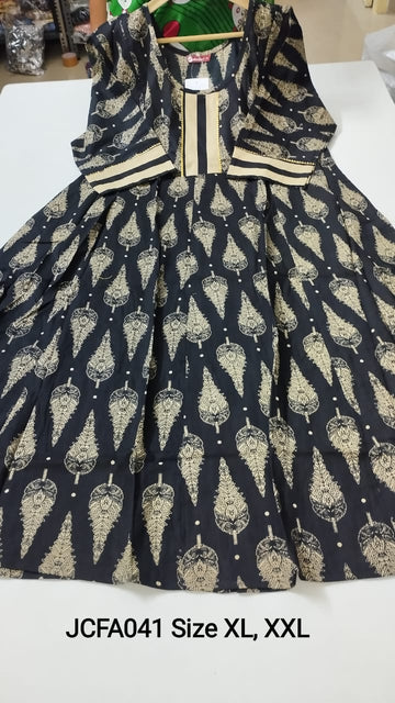 Black  Jaipur Cotton Feeding Anarkali - JCFA041