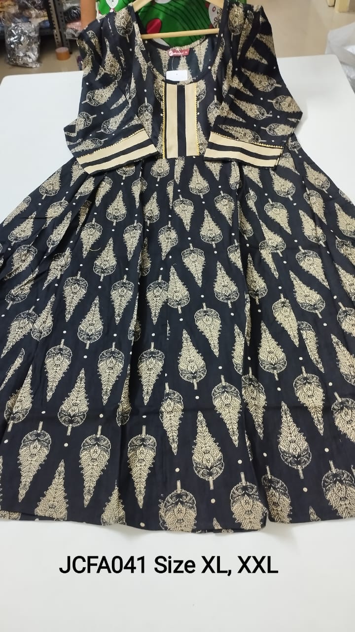 Black  Jaipur Cotton Feeding Anarkali - JCFA041