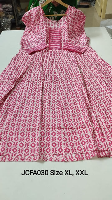 Pink Jaipur Cotton Feeding Anarkali - JCFA030