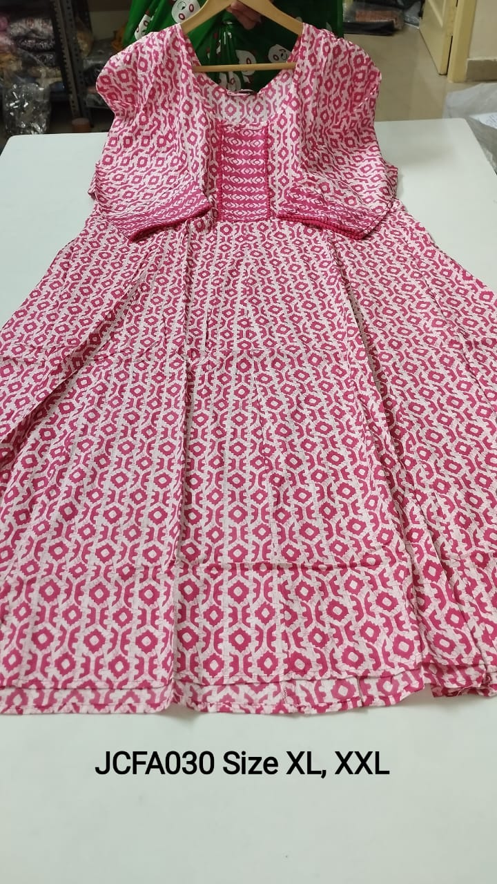 Pink Jaipur Cotton Feeding Anarkali - JCFA030