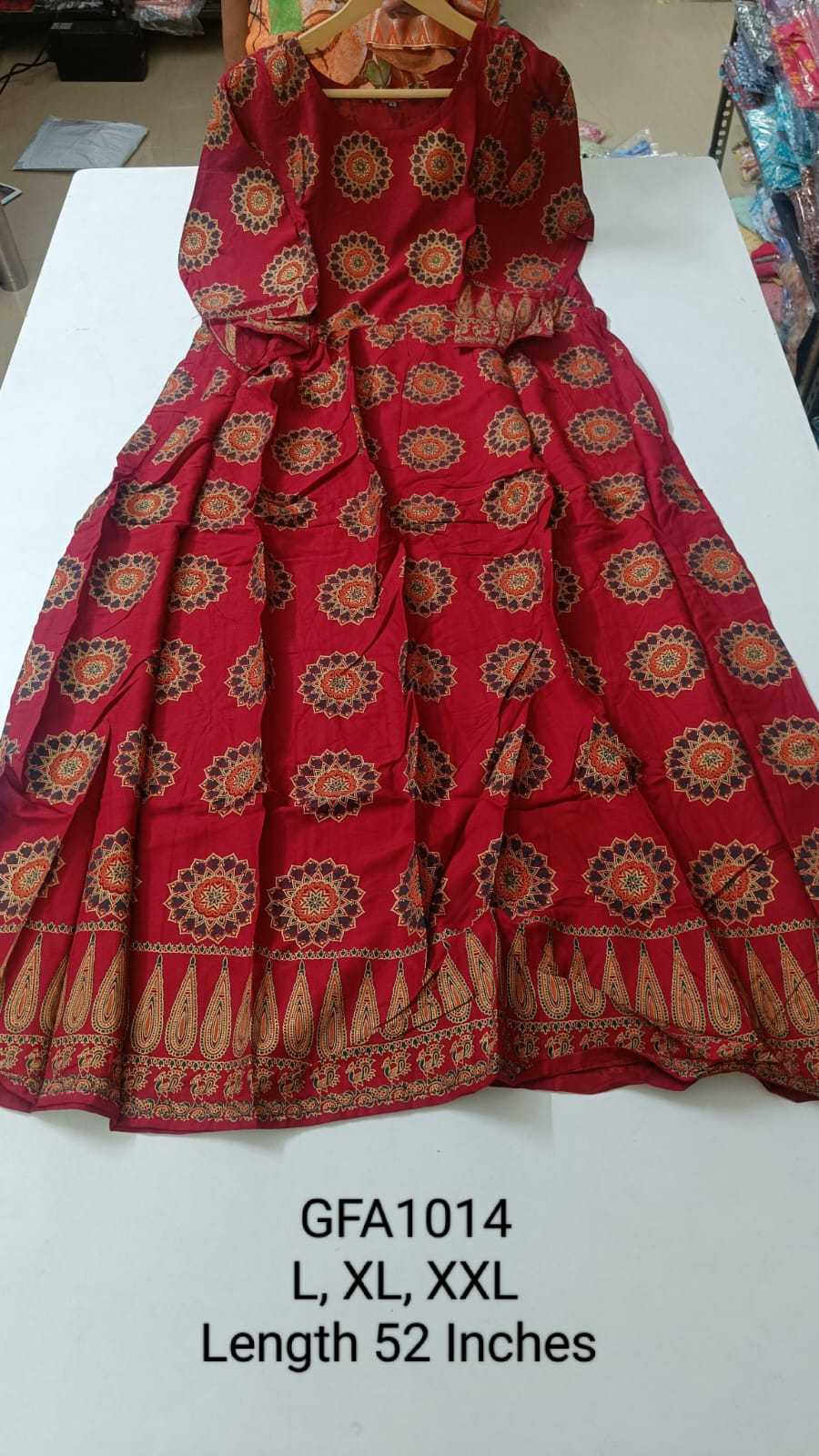 Red  Rayon Feeding Anarkali -GFA1014