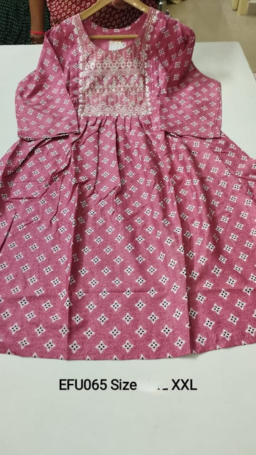 Pink Rayon Feeding Short  Anarkali - EFU065