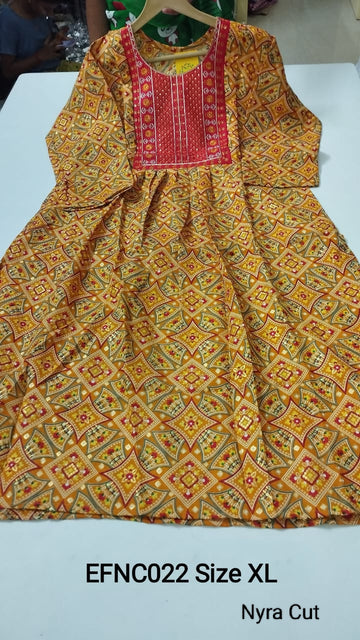 Yellow Rayon Feeding Short  Anarkali - EFNC022