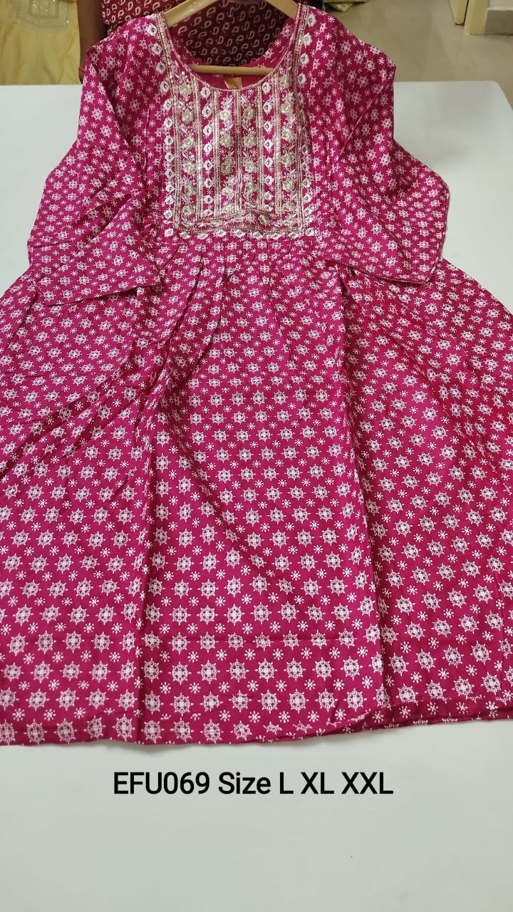 Pink  Rayon Feeding Short  Anarkali - EFU069