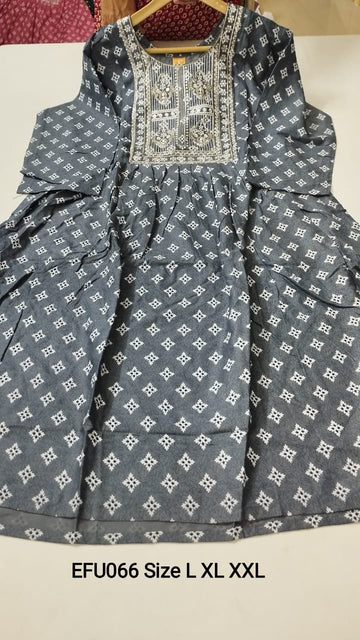 Grey Rayon Feeding Short  Anarkali - EFU066