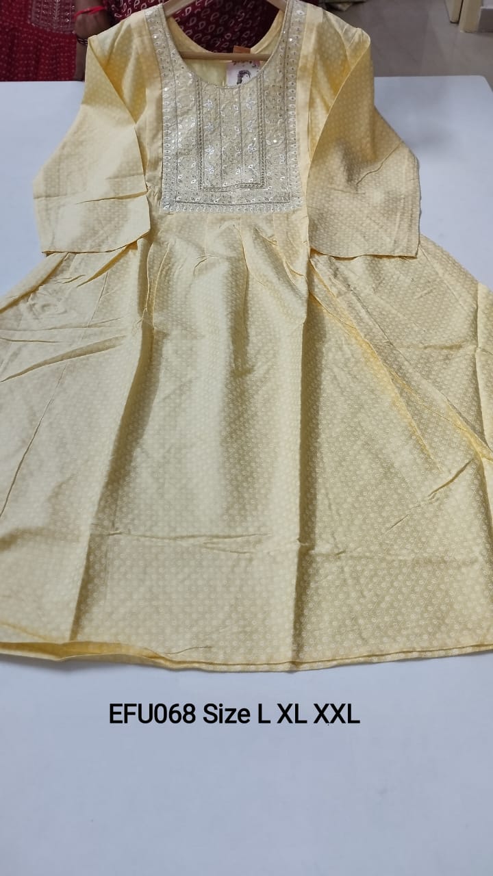 Yellow Rayon Feeding Short  Anarkali - EFU068