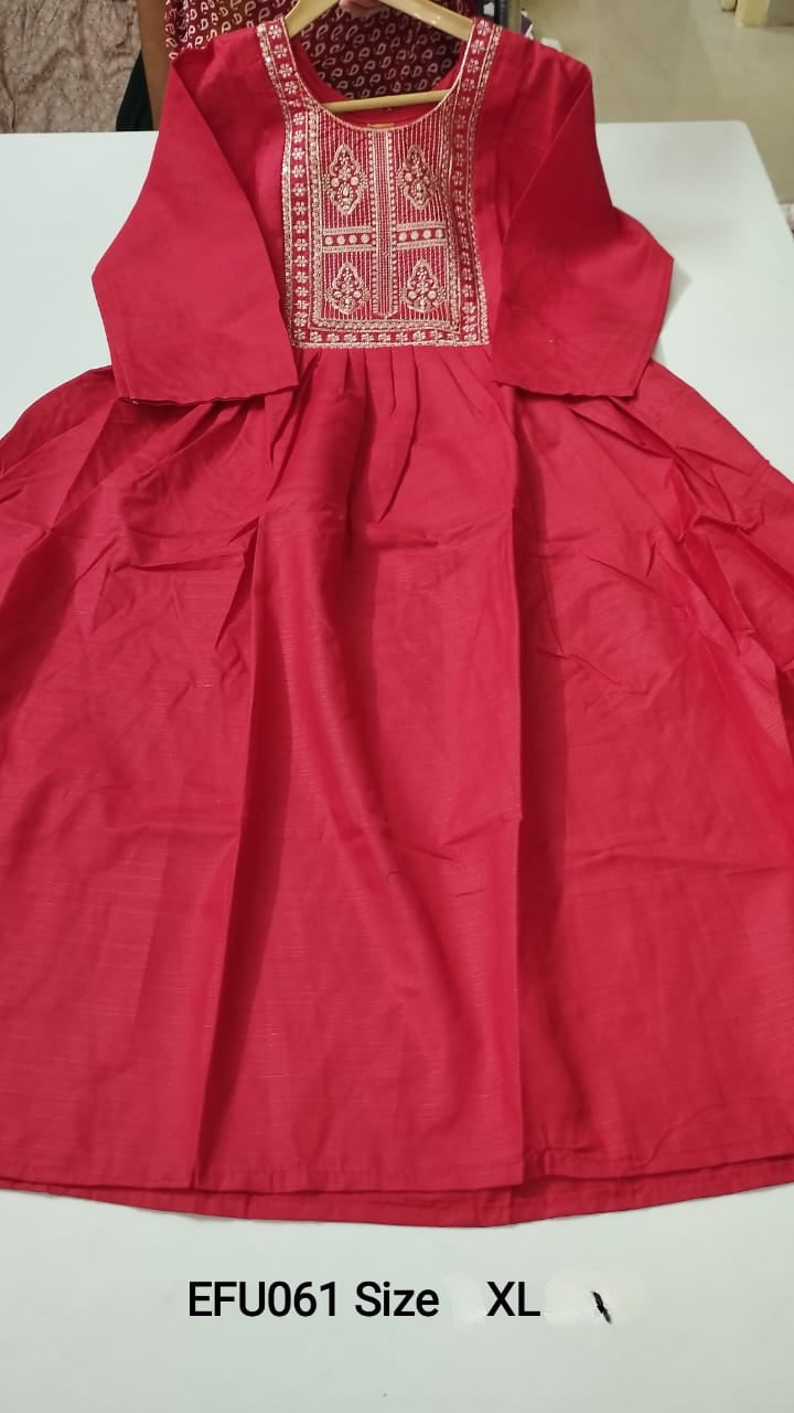Red Rayon Feeding Short  Anarkali - EFU061