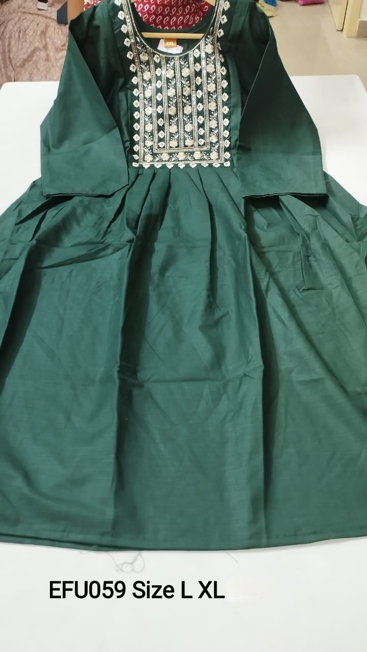 Bottle Green  Rayon Feeding Short  Anarkali - EFU059
