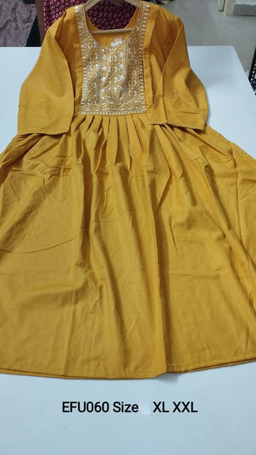 Yellow  Rayon Feeding Short  Anarkali - EFU060