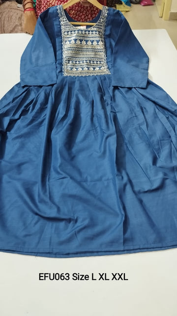 Ink Blue Rayon Feeding Short  Anarkali - EFU063