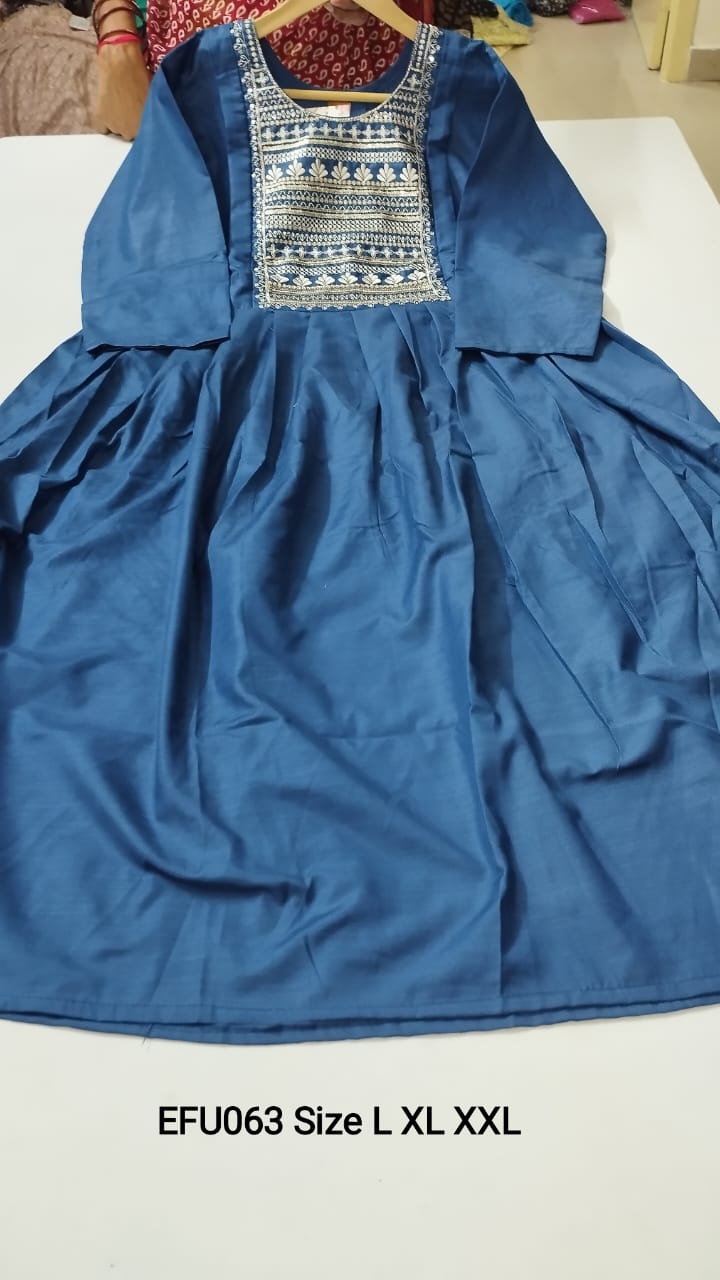Ink Blue Rayon Feeding Short  Anarkali - EFU063