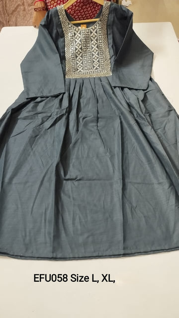 Grey Rayon Feeding Short  Anarkali - EFU058