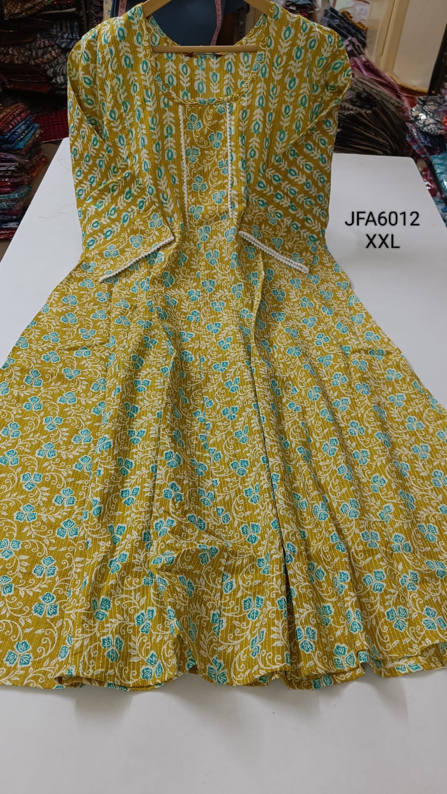 Green Jaipur Cotton Feeding Anarkali - JFA6012