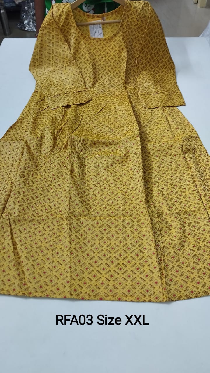 Mustard Rayon Feeding Short  Anarkali - RFA03