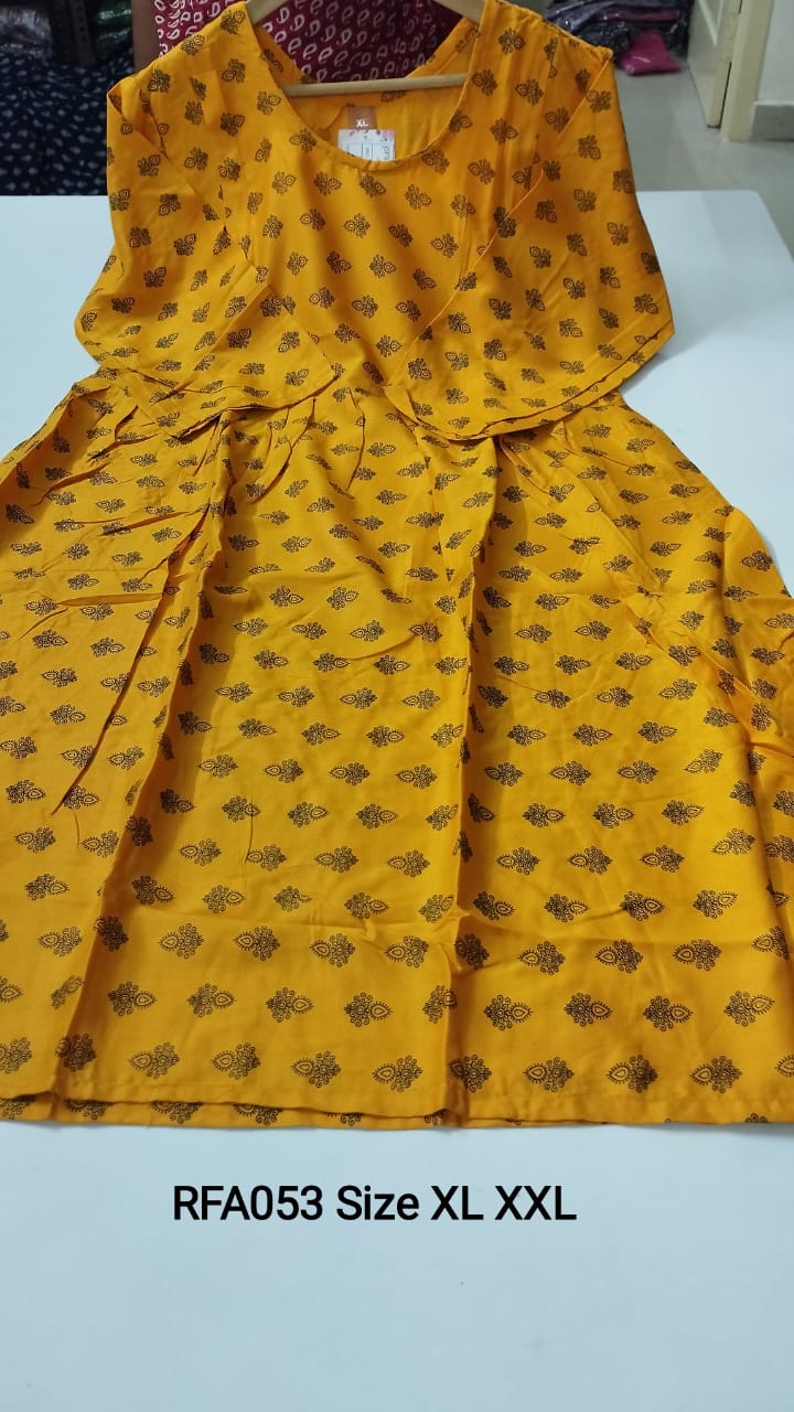 Yellow Rayon Feeding Short  Anarkali - RFA053