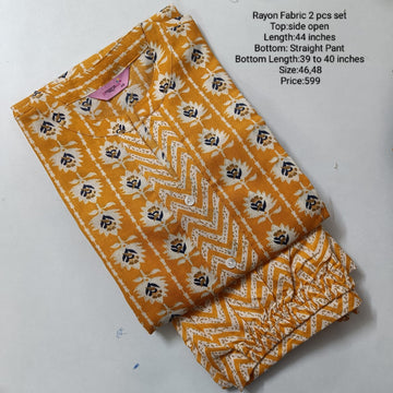 Orange Rayon Kurta Set Without Lining -Chest to Hip Difference 2 Inches - RFTB004