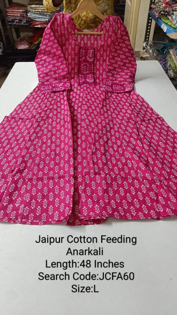 Pink Jaipur Cotton Feeding Anarkali - JCFA60